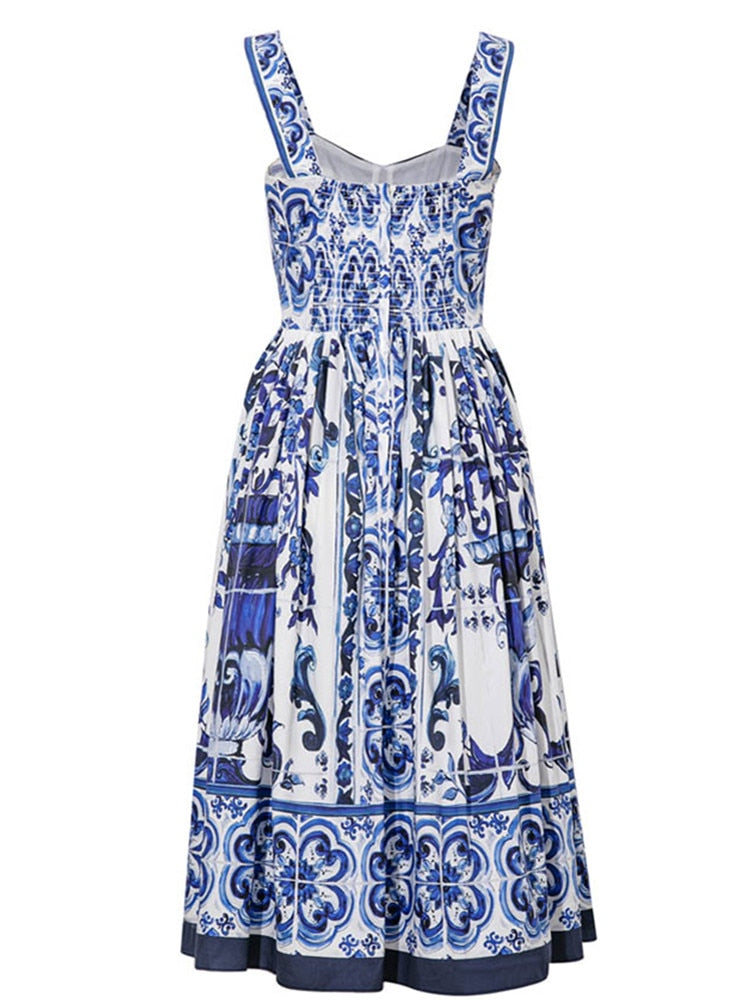 Assia Porcelain Spaghetti Strap Backless Dress