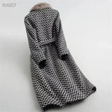 Winter Mink Fur Collar Woolen Coat