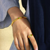 Relief Grid Stainless Steel Bangles