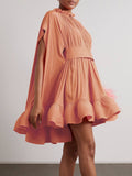 Thea Round Neck High Waist Spliced Dress