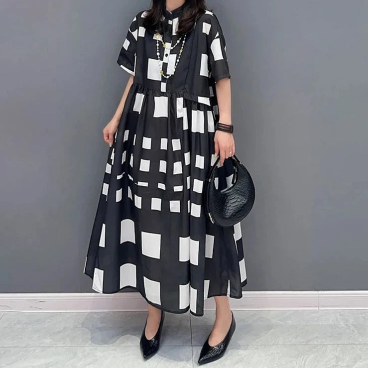 Zoye Blocks Geometric Print Shirt Dress