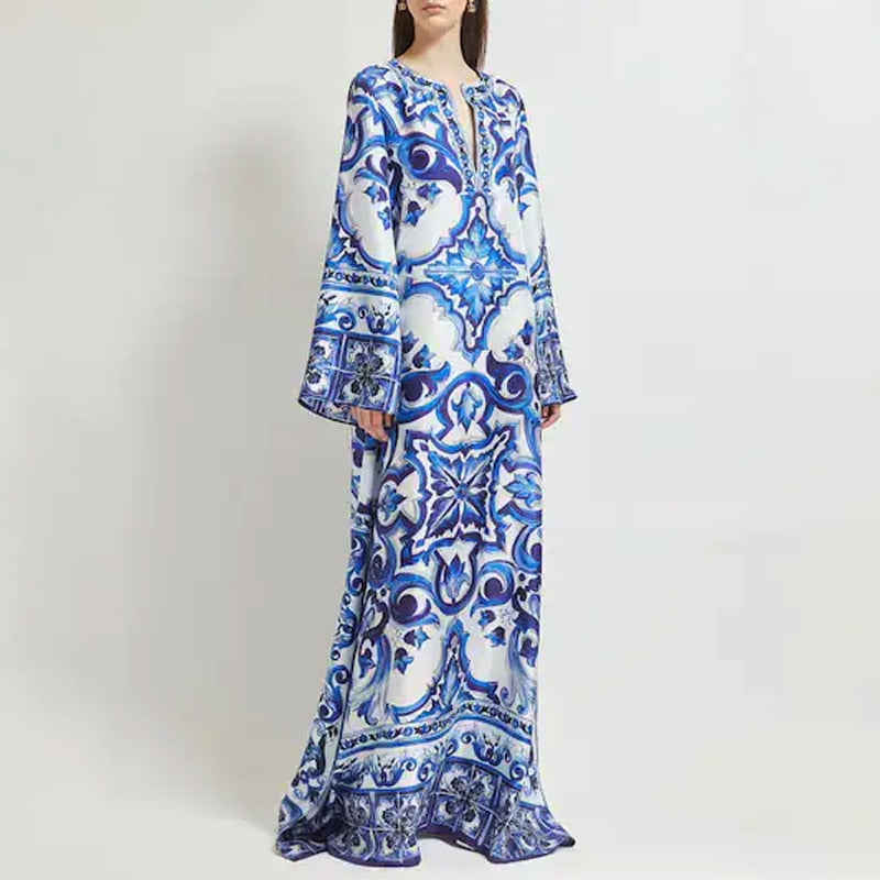 Teresa Porcelain Print Beach Cover Ups