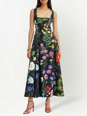 Sophia Vintage Print Floral Dress