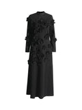 Long Flower Applique Embroidered Dress