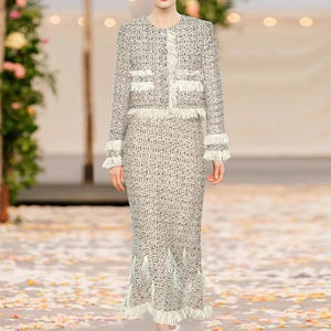 Plaid Tweed Tassel Suit