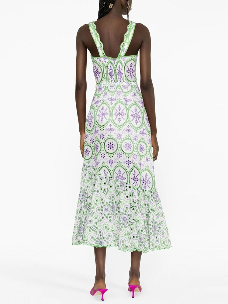 Ginevra Hollow Out Crochet Midi Dress