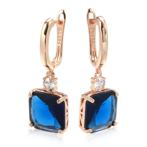 Keisha Square Colored Drop Stone Earrings