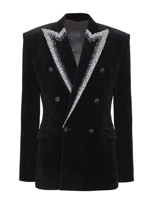 Double Breasted Stunning Beaded Velvet Blazer