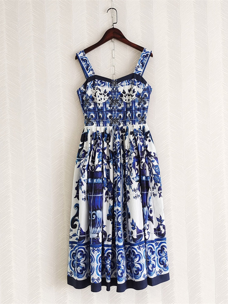 Assia Porcelain Spaghetti Strap Backless Dress