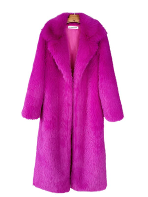 Solid Cozy Long Fluffy Faux Fur Coat