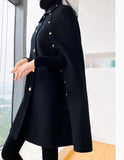 Black Cape Woolen Shawl Coat
