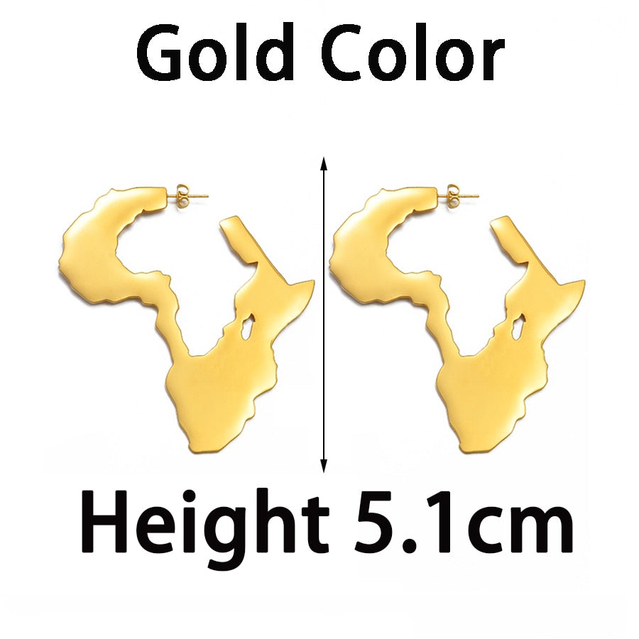 African Map Big Earrings