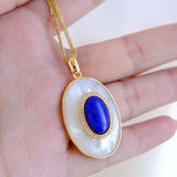 Atria Lapis Lazuli Necklace Vintage Pearl Earrings