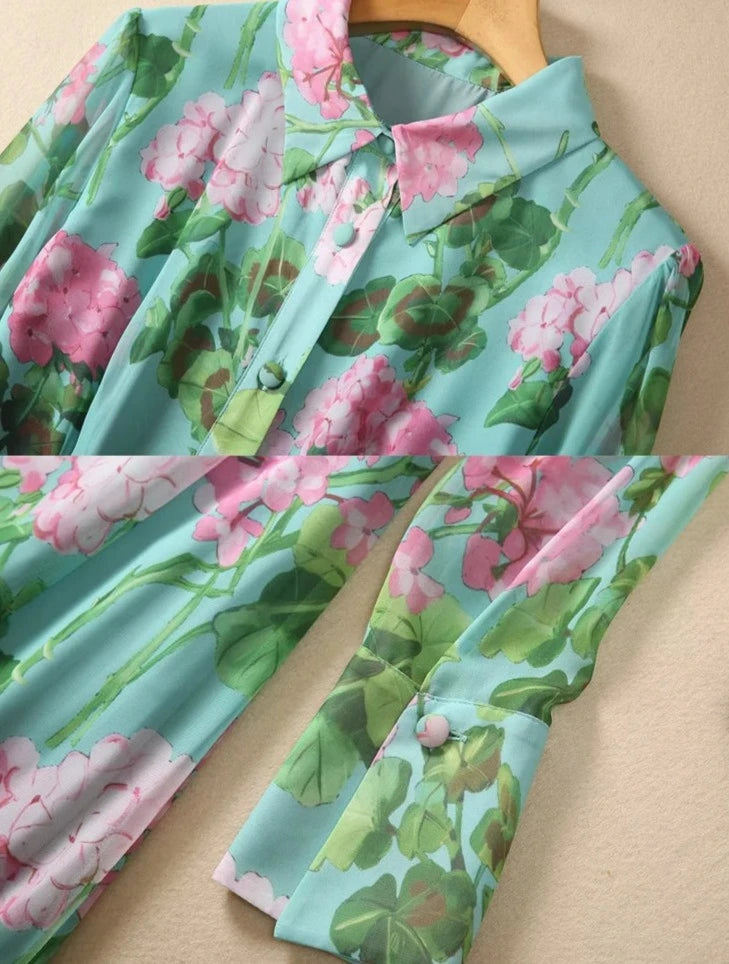 Bella Single Breasted Floral Elegant Party Dress