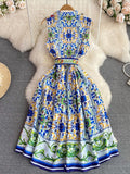 Virginie Turn Down Collar Single-Breasted A-Line Dress