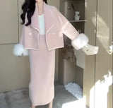 Vintage Knitted 2 Piece Set Sweater Jacket + Long Skirt