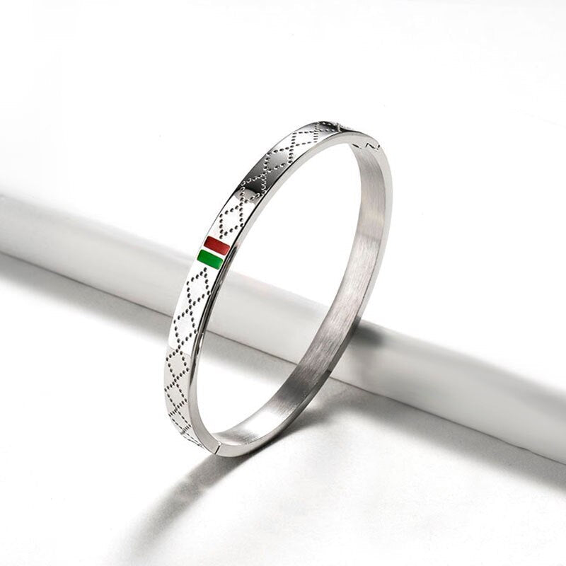 Relief Grid Stainless Steel Bangles