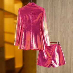 Iridescent Fuchsia 2 piece Short Suit Set