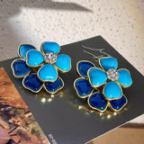 Agnesia Double Layer Flower Rhinestone Earrings