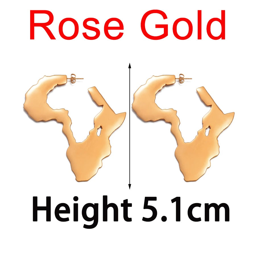 African Map Big Earrings