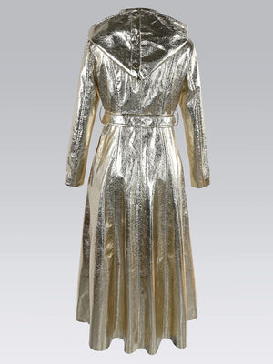 Chic Silver/ Gold Shiny Patent Faux Leather Coat