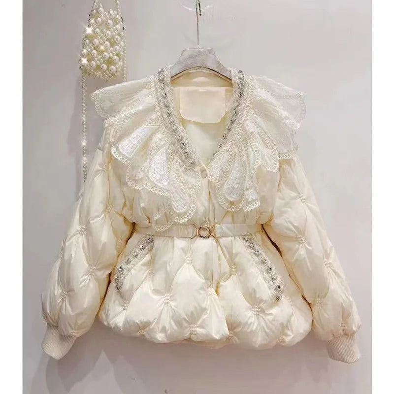 Rhinestone Lace Patchwork Coats