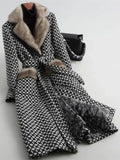 Winter Mink Fur Collar Woolen Coat