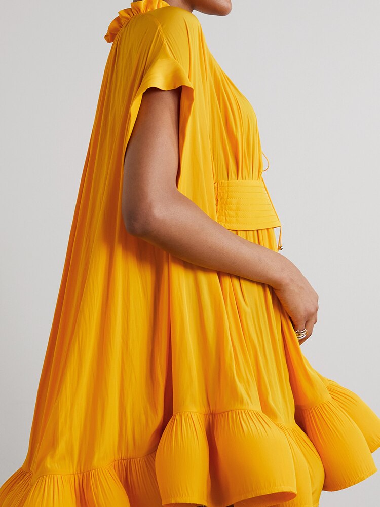 Thea Round Neck High Waist Spliced Dress