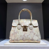 Leather Snake Print Large Capacity Handbag