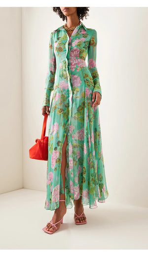 Bella Single Breasted Floral Elegant Party Dress