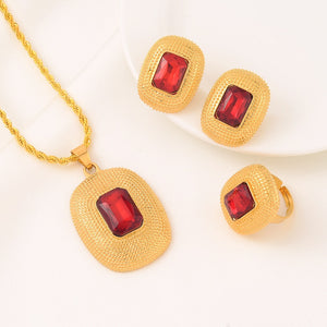 Ethiopian Red Stone Jewelry Set