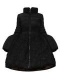Lalie Pleated Design Down Stand Collar Coat