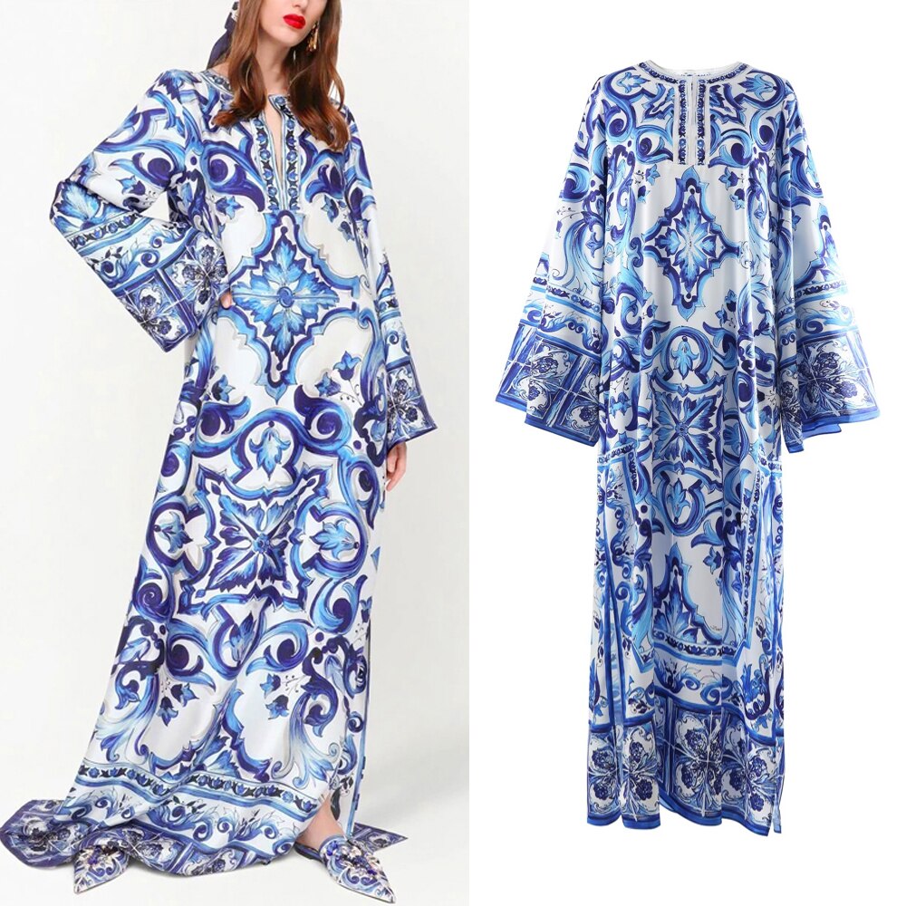 Teresa Porcelain Print Beach Cover Ups