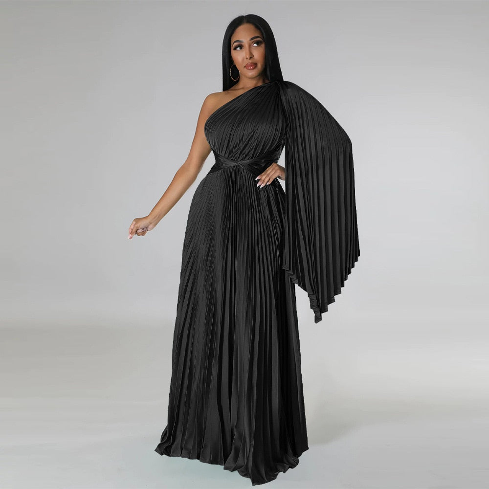 Analia One Shoulder Cloak Sleeve Dress