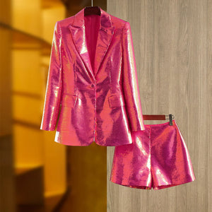 Iridescent Fuchsia 2 piece Short Suit Set