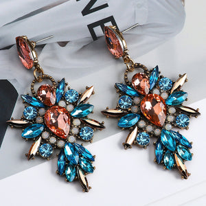 Exaggerated Sparkly Crystal Dangle Drop Earrings