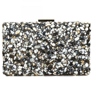 Felice Sand Pebble Hand Beaded Clutch
