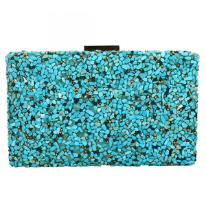 Felice Sand Pebble Hand Beaded Clutch