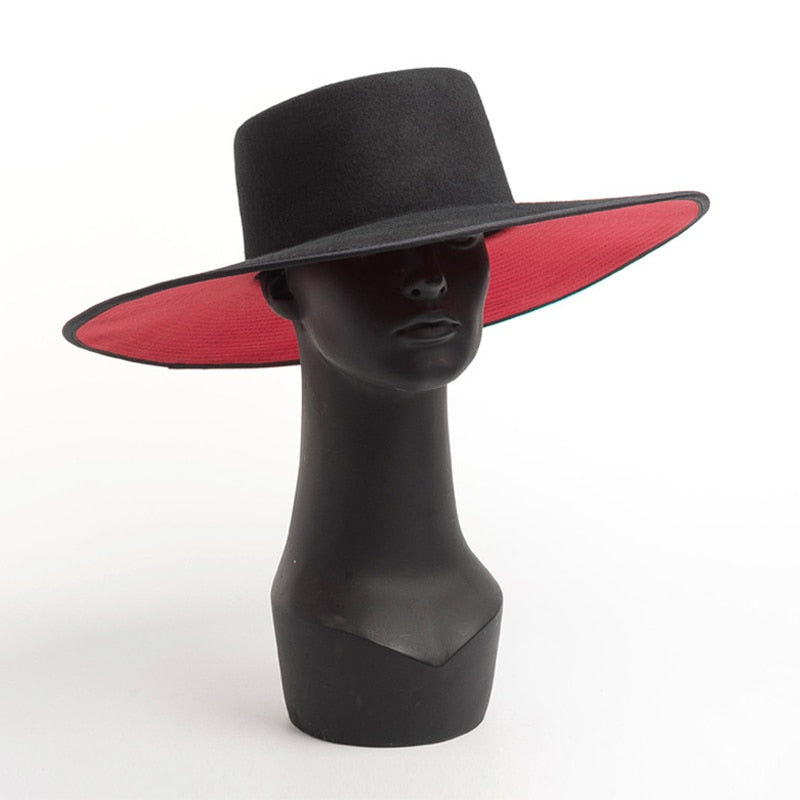 Amelia Wide Brim Splice Two Tone Wool Fedora