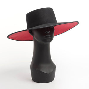 Amelia Wide Brim Splice Two Tone Wool Fedora