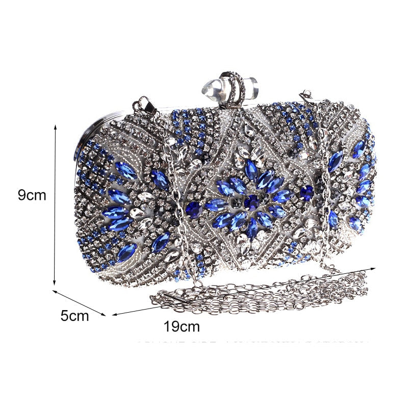 Women Clutch Party Luxury Blue Evening Bag Wedding Purse
