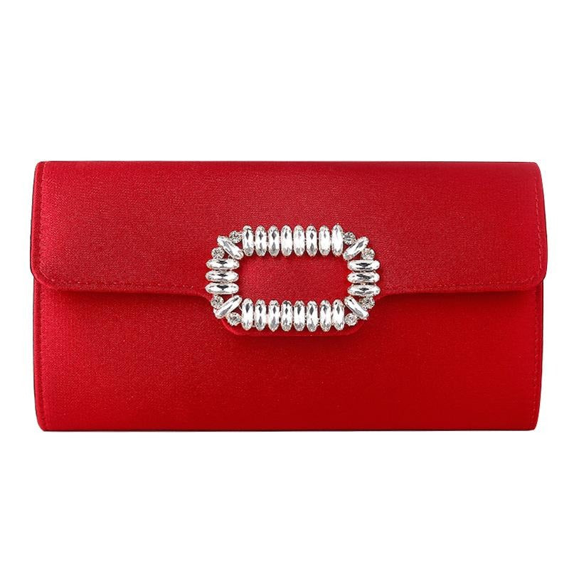 Silk Satin Purses and Handbags Luxury Square Rhinestone for Women