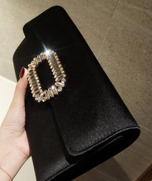 Silk Satin Purses and Handbags Luxury Square Rhinestone for Women