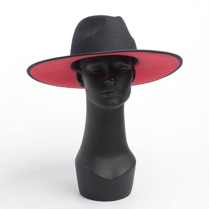 Amelia Wide Brim Splice Two Tone Wool Fedora