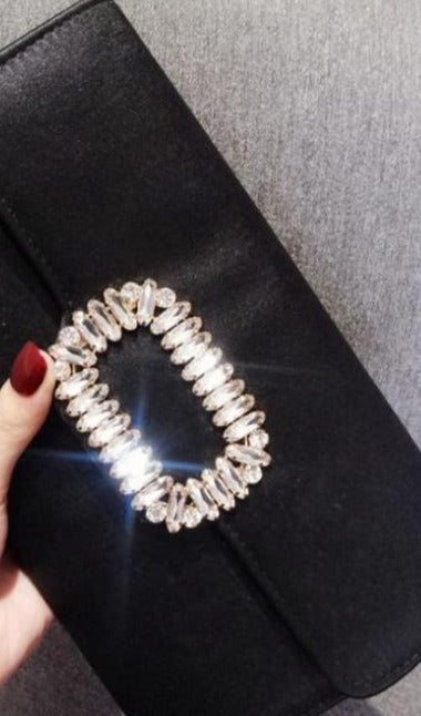 Silk Satin Purses and Handbags Luxury Square Rhinestone for Women