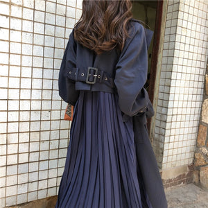 Gia Patchwork Pleated Trench Coat