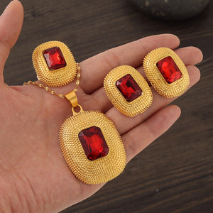 Ethiopian Red Stone Jewelry Set