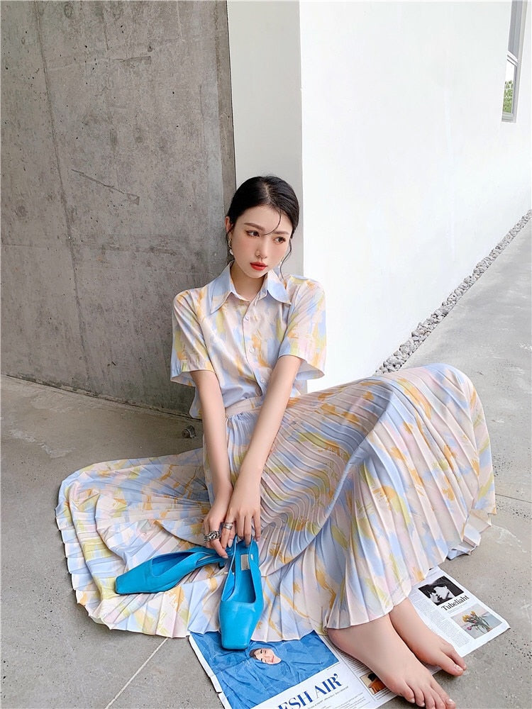 Bella Tie Dye Print 2 Piece Dress