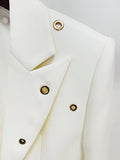 Carloti Single Button Rivet Eyelet Lapel Blazer Pants Set