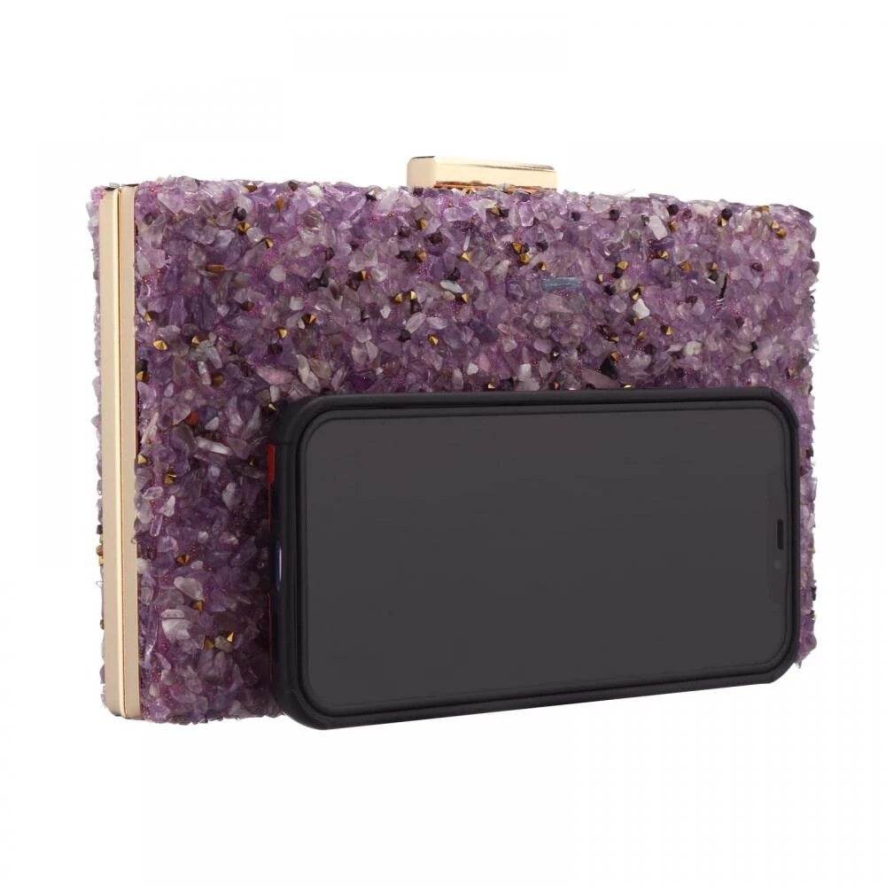 Felice Sand Pebble Hand Beaded Clutch